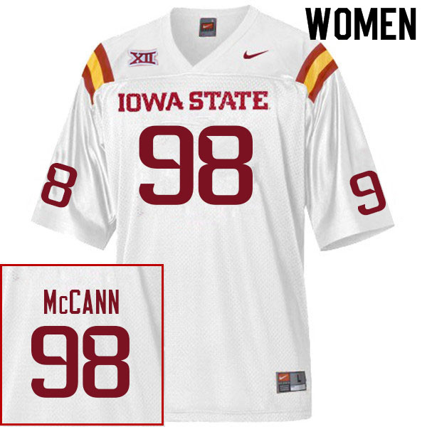 Women #98 Trent McCann Iowa State Cyclones College Football Jerseys Sale-White - Click Image to Close